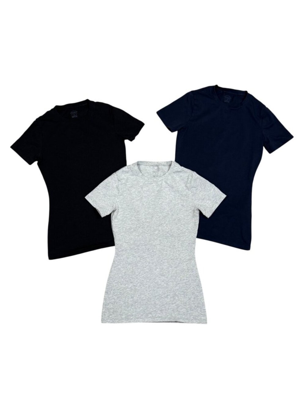 Intimissimi Womens Crew Neck T-Shirts Set Of 3 - Black Navy & Gray - Size S